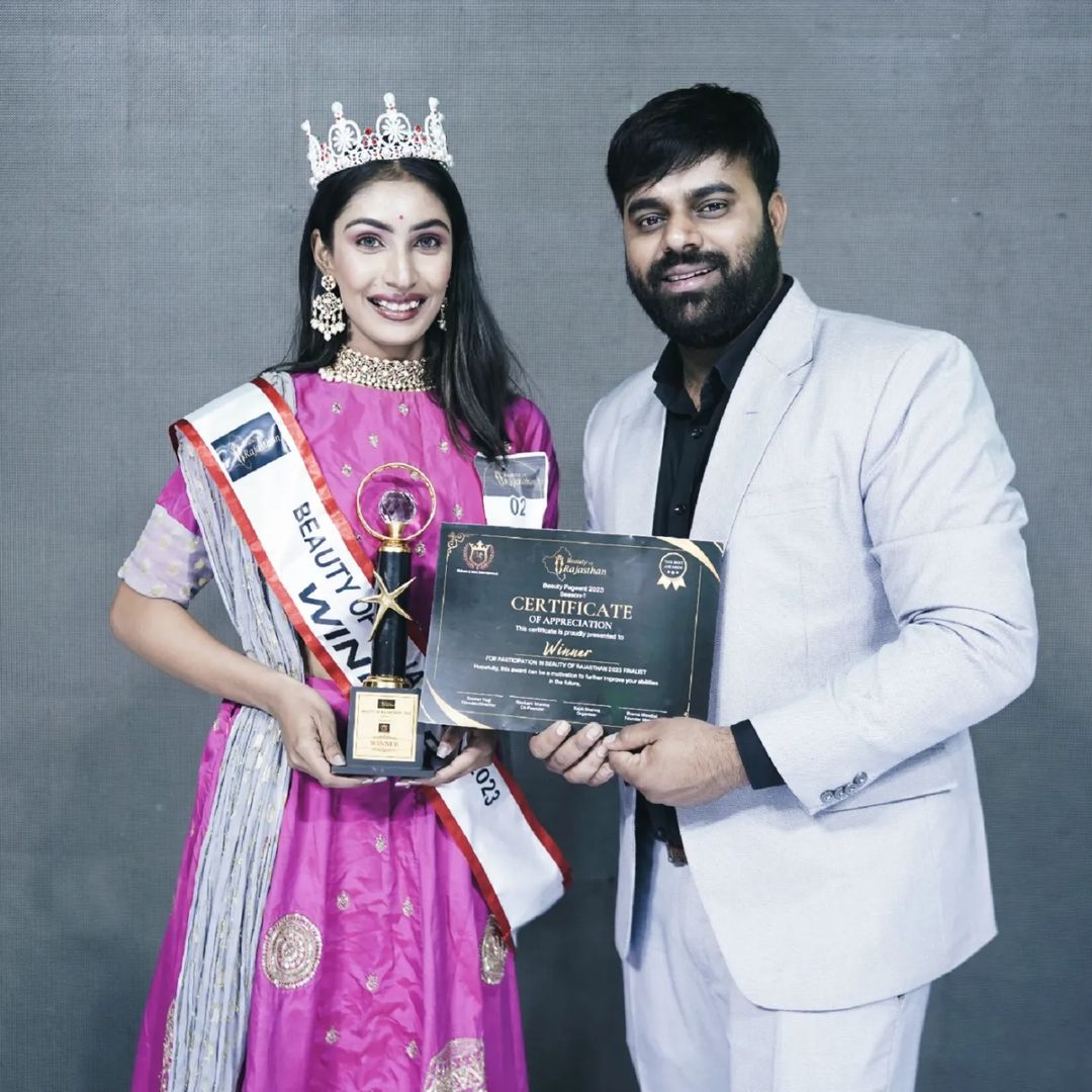 Glimpse of winning the title of Beauty of Rajasthan The moment of success Crowned with dreams and adorned with determination Our Beauty of Rajasthan 2023@vishakharathore881 (1)